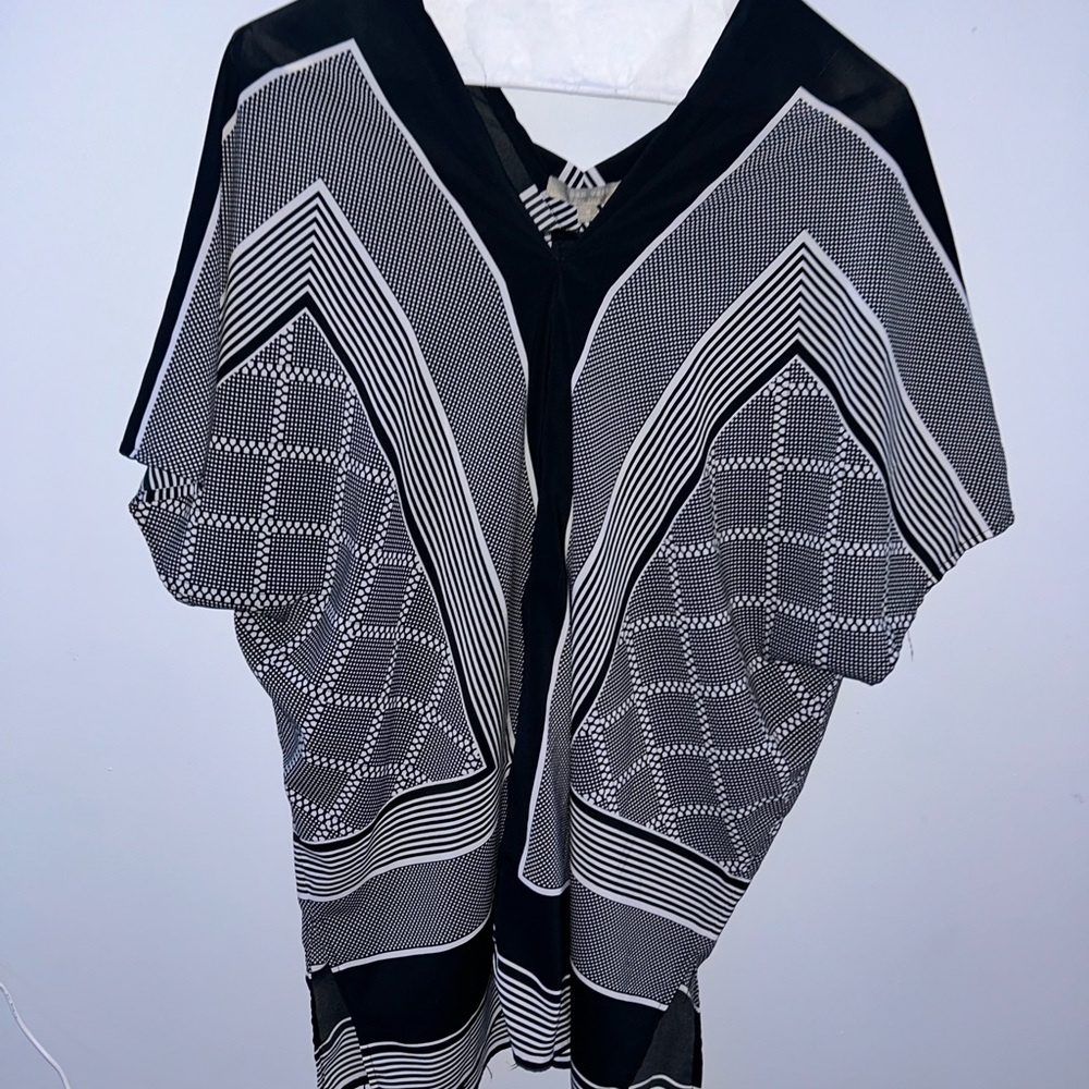 Joan Vass Black and White Patterned Blouse